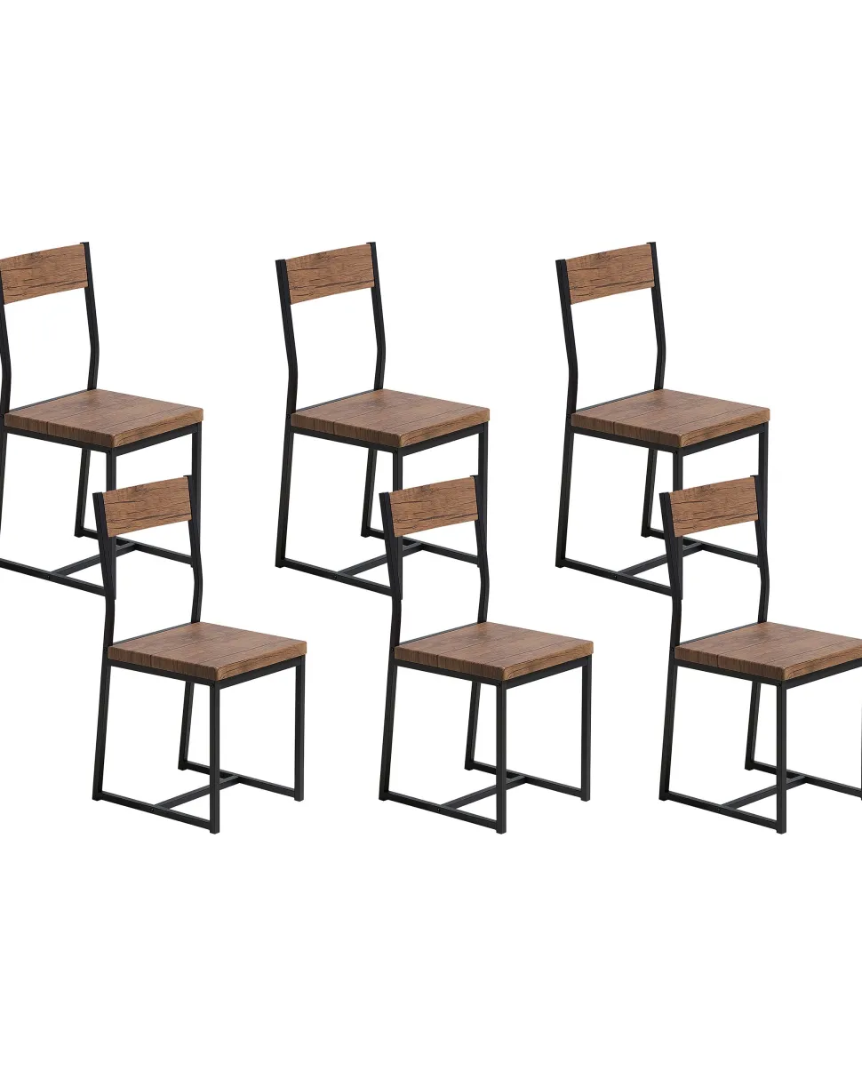 Esszimmerstuhl Dunkler Holzfarbton 6Er Set Laredo