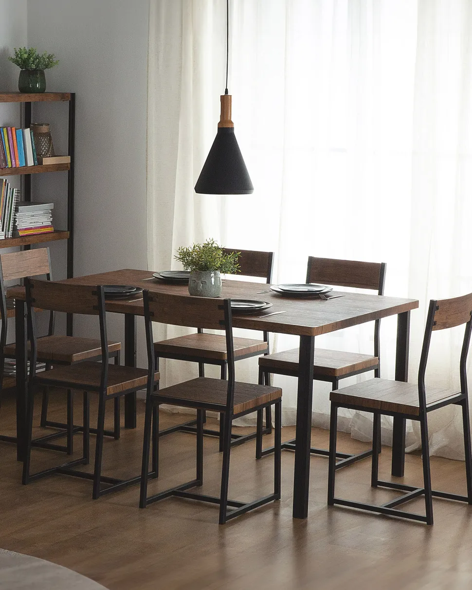 Esszimmerstuhl Dunkler Holzfarbton 6Er Set Laredo