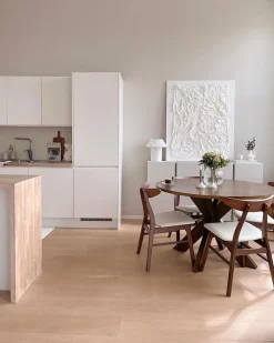 Esszimmerstuhl Gummibaumholz / Kunstleder Weis 2Er Set Lynn