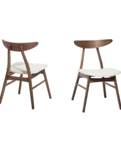 Esszimmerstuhl Gummibaumholz / Kunstleder Weis 2Er Set Lynn