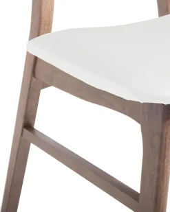 Esszimmerstuhl Gummibaumholz / Kunstleder Weis 2Er Set Lynn