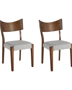Esszimmerstuhl Gummibaumholz Dunkelbraun / Grau 2Er Set Eden