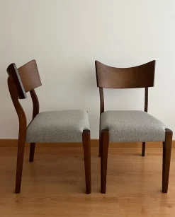 Esszimmerstuhl Gummibaumholz Dunkelbraun / Grau 2Er Set Eden