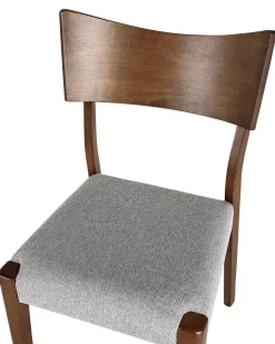 Esszimmerstuhl Gummibaumholz Dunkelbraun / Grau 2Er Set Eden