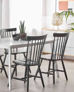 Esszimmerstuhl Gummibaumholz Schwarz 2Er Set Burges