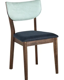 Esszimmerstuhl Gummibaumholz Dunkelbraun / Blau 2Er Set Moka