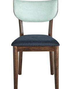 Esszimmerstuhl Gummibaumholz Dunkelbraun / Blau 2Er Set Moka