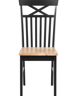Esszimmerstuhl Gummibaumholz Schwarz / Hellbraun 2Er Set Houston