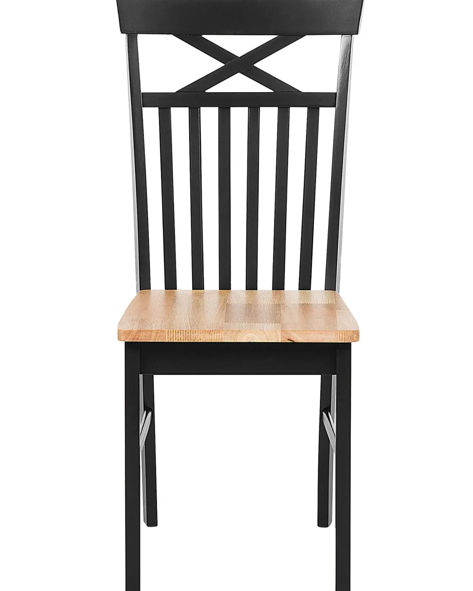 Esszimmerstuhl Gummibaumholz Schwarz / Hellbraun 2Er Set Houston