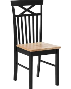 Esszimmerstuhl Gummibaumholz Schwarz / Hellbraun 2Er Set Houston