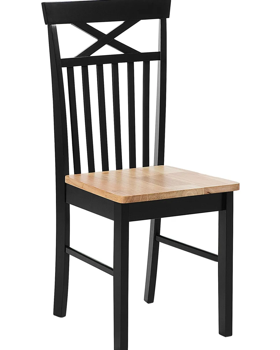 Esszimmerstuhl Gummibaumholz Schwarz / Hellbraun 2Er Set Houston
