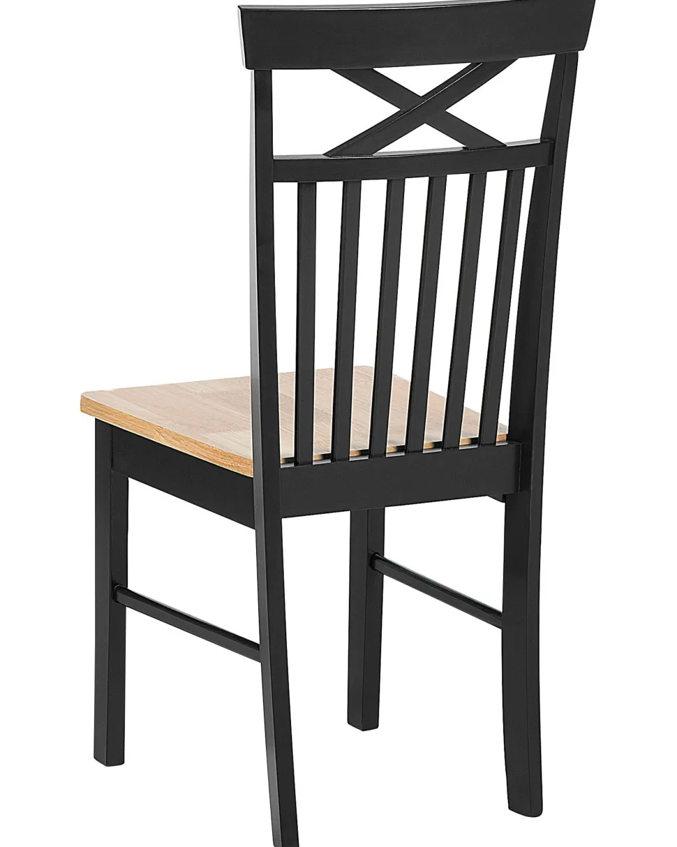 Esszimmerstuhl Gummibaumholz Schwarz / Hellbraun 2Er Set Houston