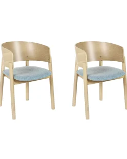 Esszimmerstuhl Heller Holzfarbton / Hellblau 2Er Set Marikana