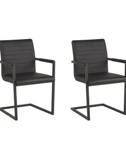 Esszimmerstuhl Kunstleder Schwarz 2Er Set Buford