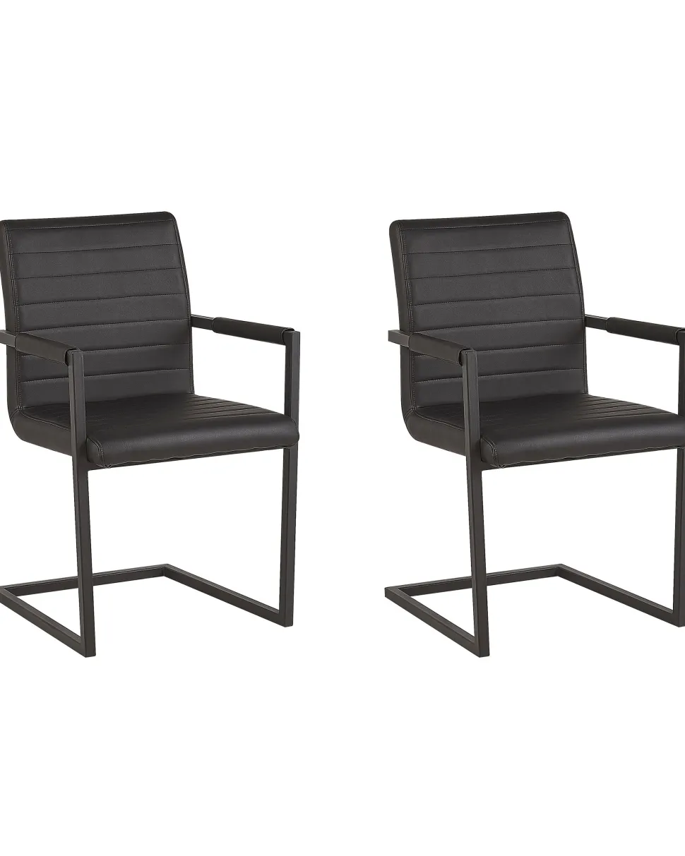 Esszimmerstuhl Kunstleder Schwarz 2Er Set Buford