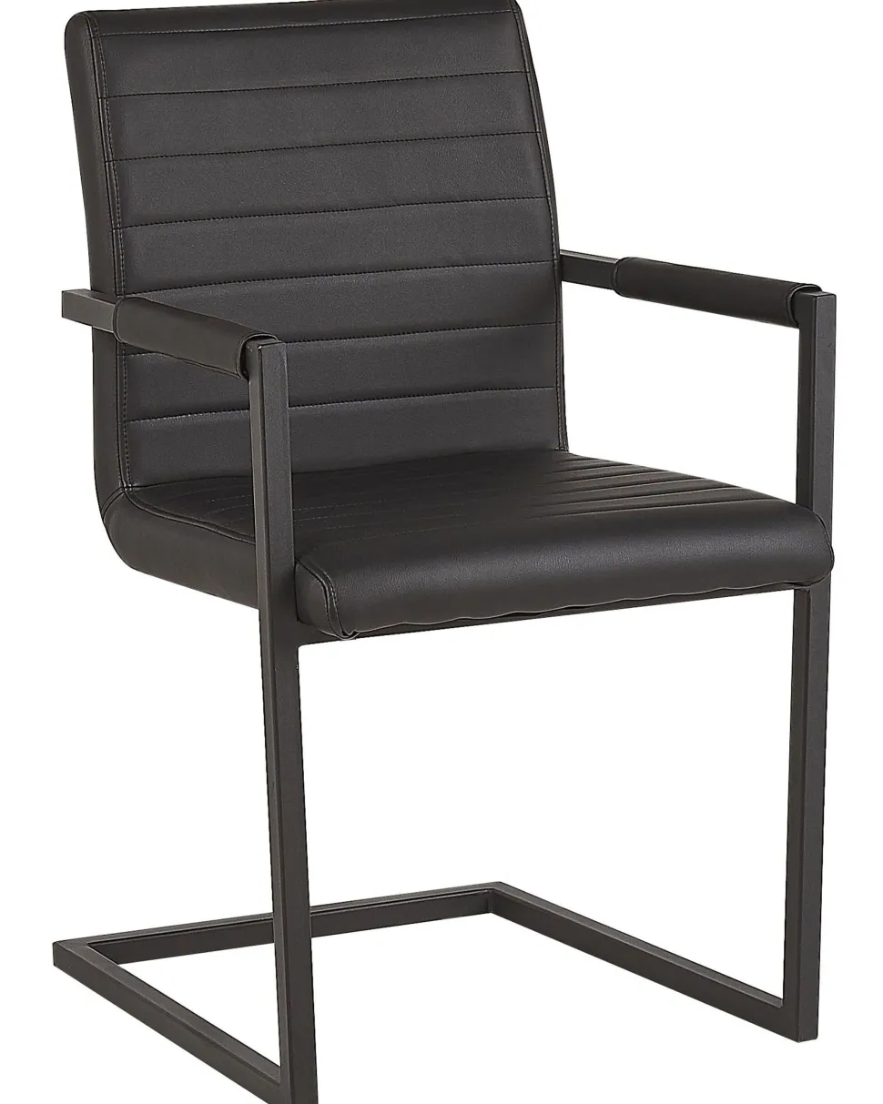 Esszimmerstuhl Kunstleder Schwarz 2Er Set Buford