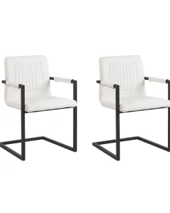 Esszimmerstuhl Kunstleder Cremeweis 2Er Set Brandol
