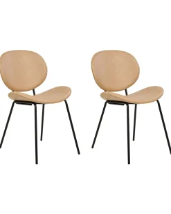 Esszimmerstuhl Kunstleder Sandbeige / Schwarz 2Er Set Luana