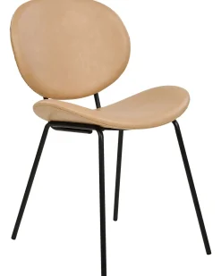 Esszimmerstuhl Kunstleder Sandbeige / Schwarz 2Er Set Luana