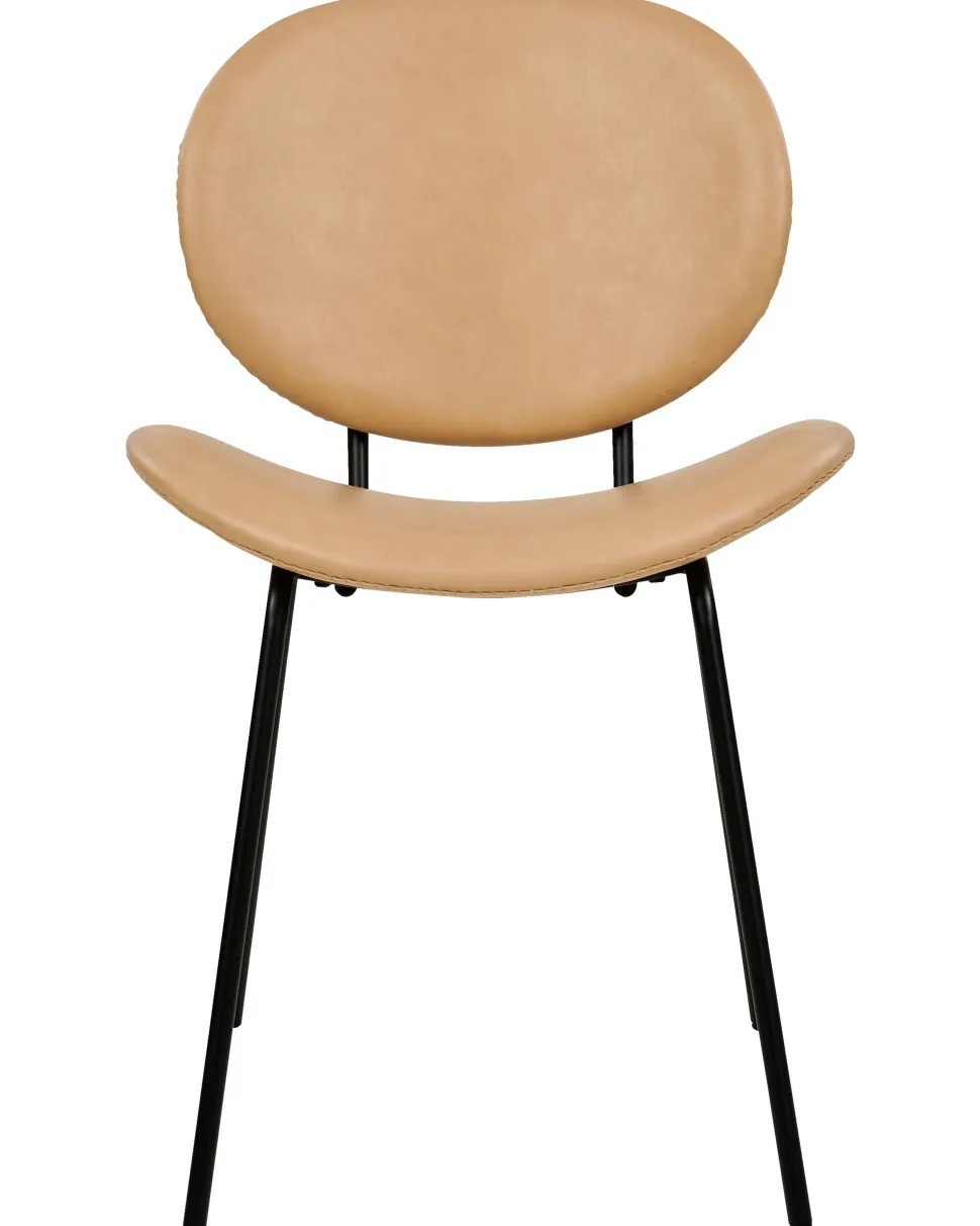Esszimmerstuhl Kunstleder Sandbeige / Schwarz 2Er Set Luana
