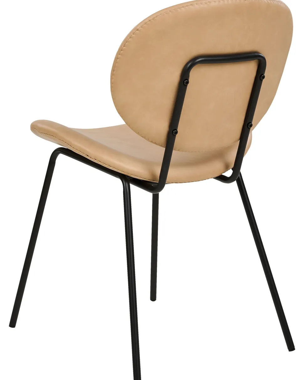 Esszimmerstuhl Kunstleder Sandbeige / Schwarz 2Er Set Luana