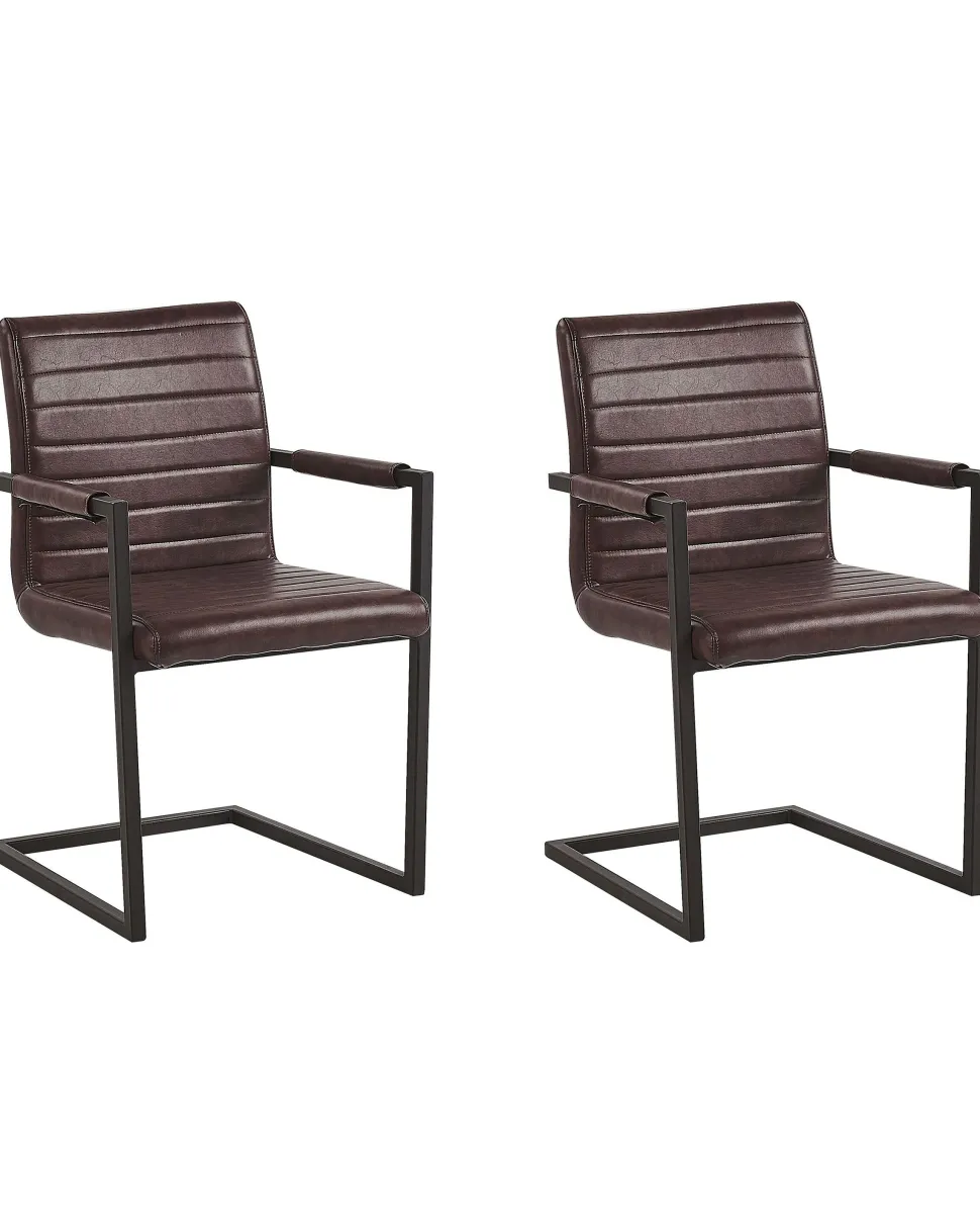 Esszimmerstuhl Kunstleder Braun 2Er Set Buford
