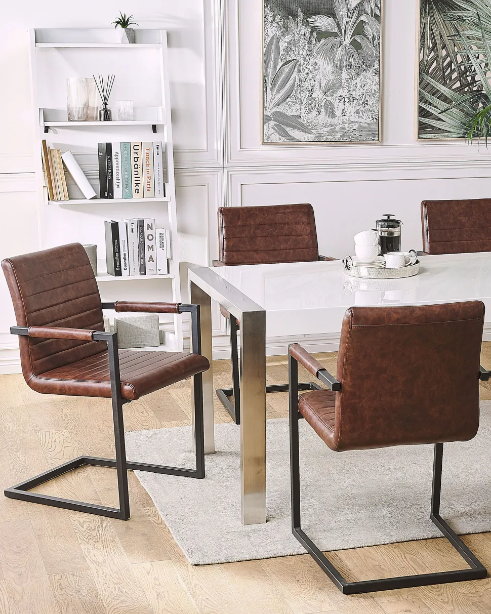 Esszimmerstuhl Kunstleder Braun 2Er Set Buford