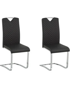 Esszimmerstuhl Kunstleder Schwarz 2Er Set Picknes