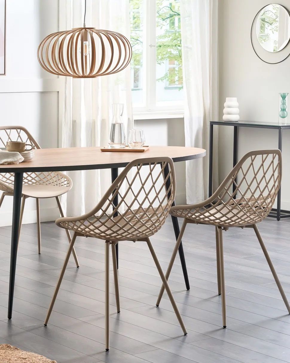 Esszimmerstuhl Kunststoff Beige 2Er Set Canton Ii