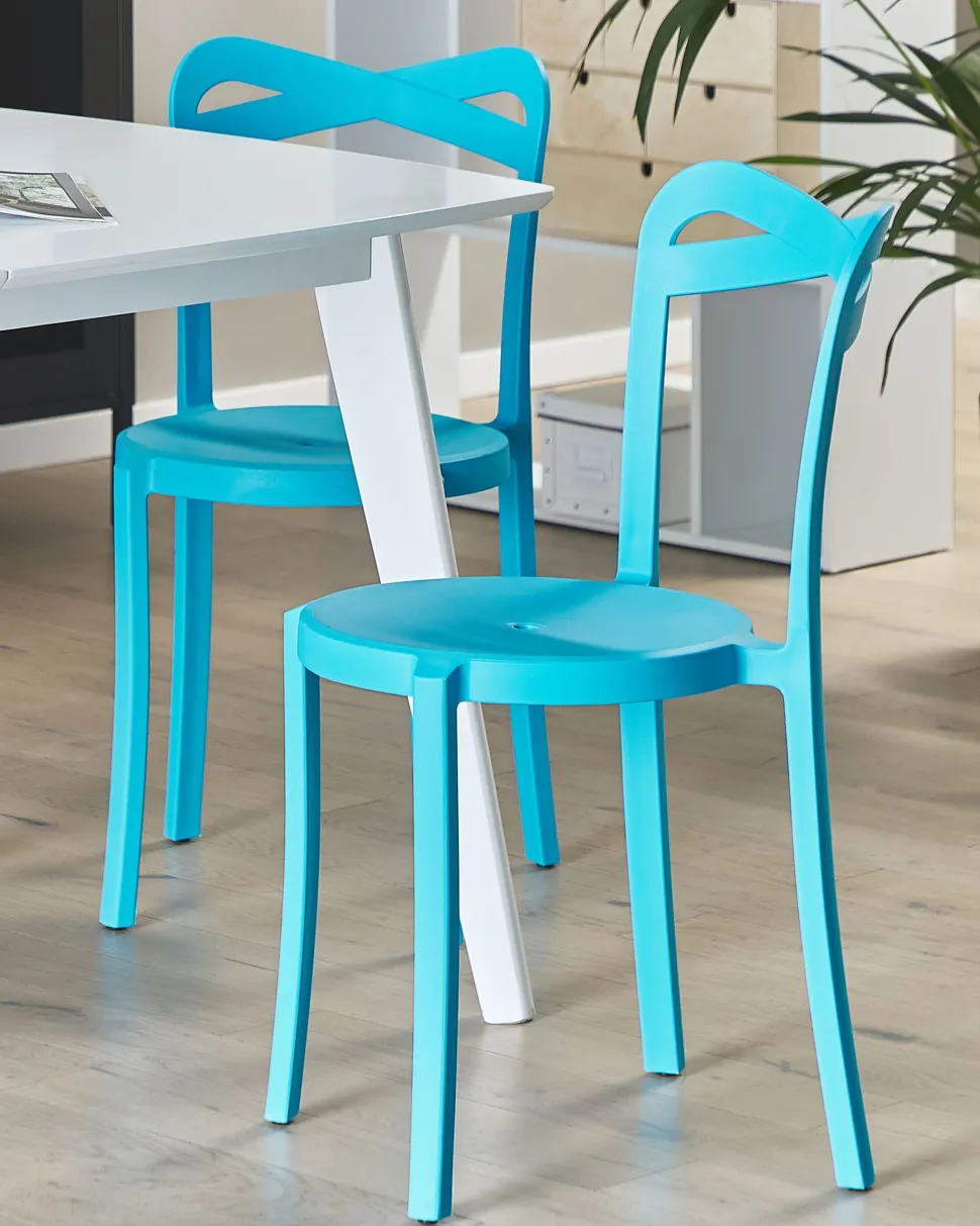 Esszimmerstuhl Kunststoff Blau 2Er Set Camogli