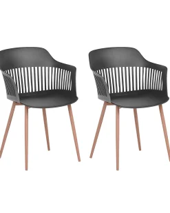 Esszimmerstuhl Kunststoff Schwarz 2Er Set Bereca