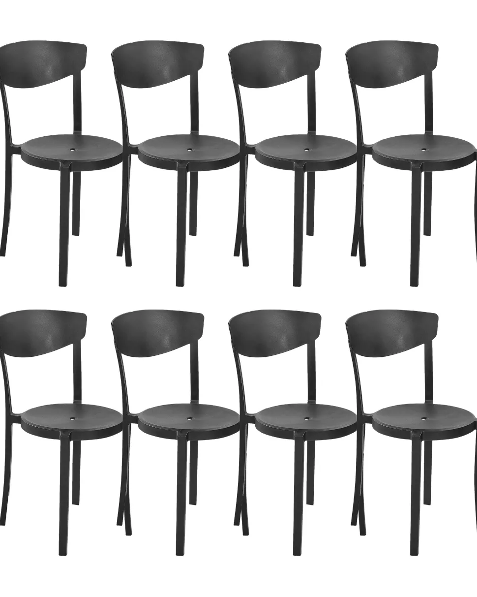 Esszimmerstuhl Kunststoff Schwarz 8Er Set Vieste