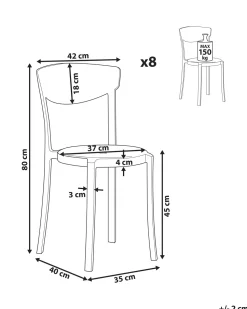 Esszimmerstuhl Kunststoff Schwarz 8Er Set Vieste
