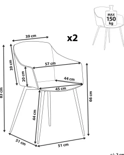 Esszimmerstuhl Kunststoff Weis 2Er Set Fonda