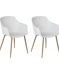 Esszimmerstuhl Kunststoff Weis / Heller Holzfarbton 2Er Set Fonda Ii