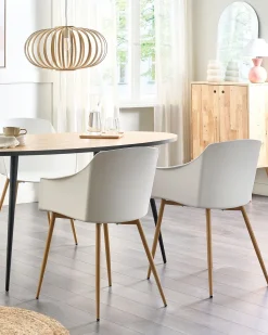 Esszimmerstuhl Kunststoff Weis / Heller Holzfarbton 2Er Set Fonda Ii