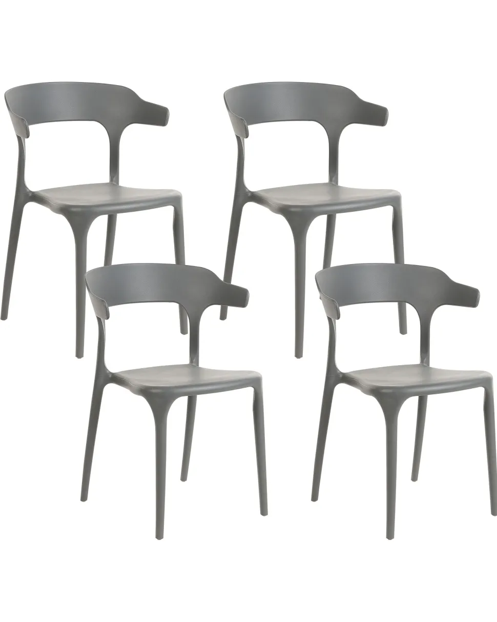 Esszimmerstuhl Kunststoff Grau 4Er Set Gubbio