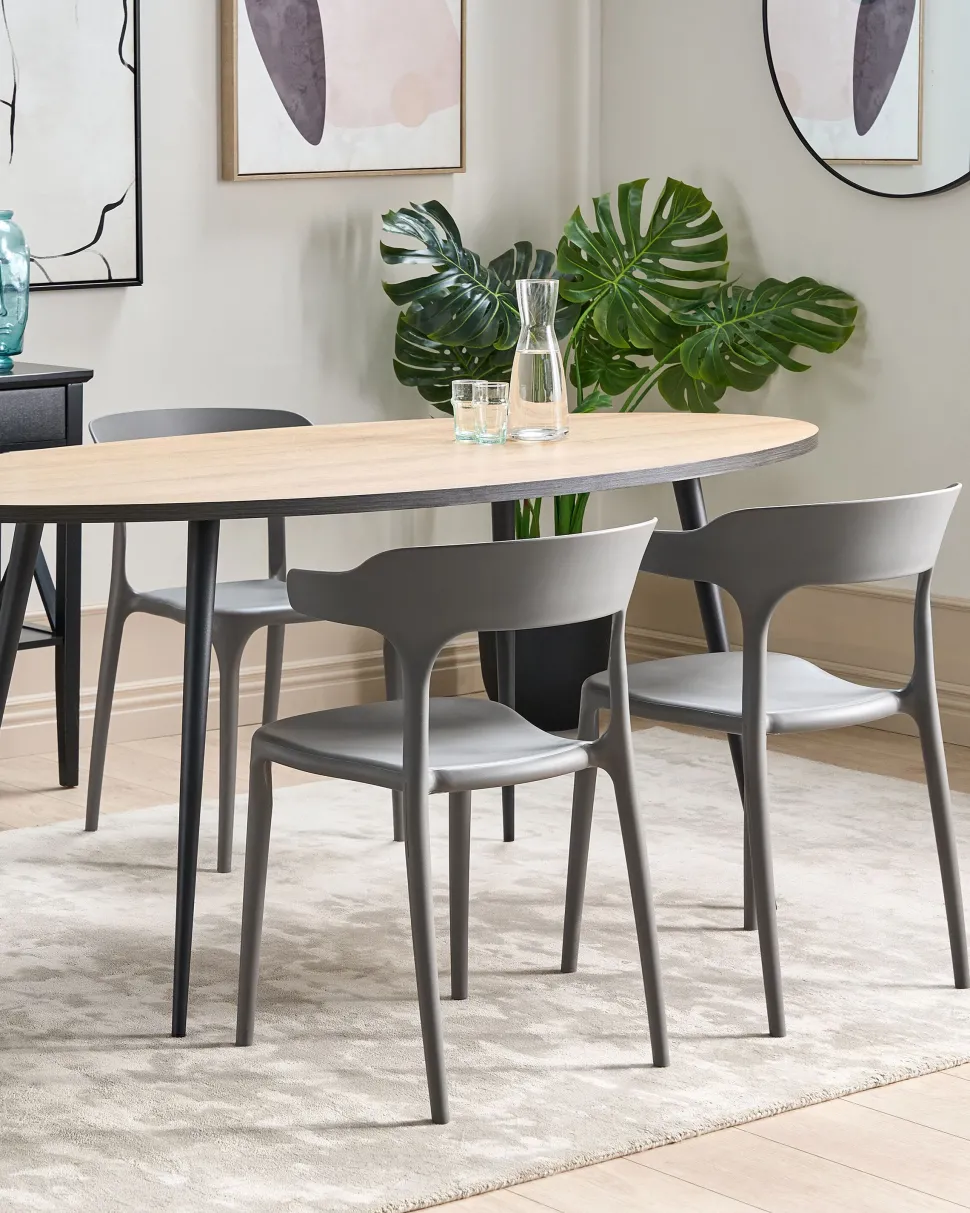 Esszimmerstuhl Kunststoff Grau 4Er Set Gubbio