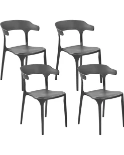 Esszimmerstuhl Kunststoff Schwarz 4Er Set Gubbio