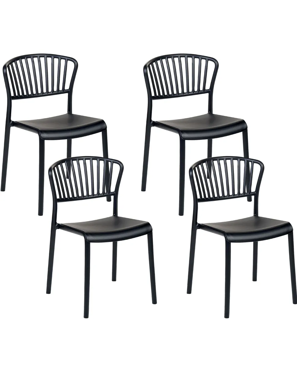 Esszimmerstuhl Kunststoff Schwarz 4Er Set Gela