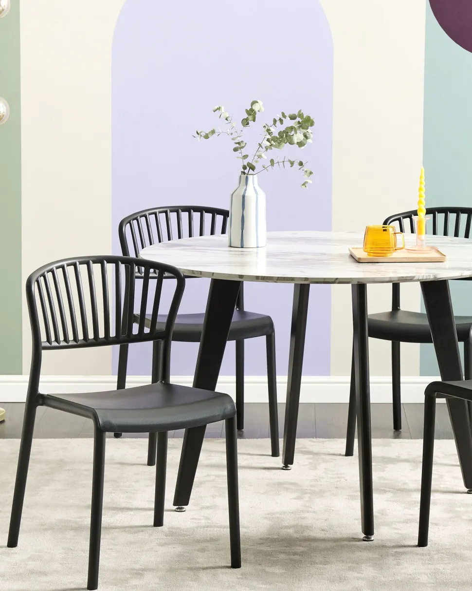 Esszimmerstuhl Kunststoff Schwarz 4Er Set Gela