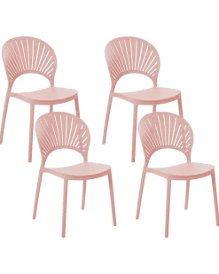 Esszimmerstuhl Kunststoff Rosa 4Er Set Ostia