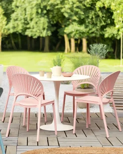Esszimmerstuhl Kunststoff Rosa 4Er Set Ostia