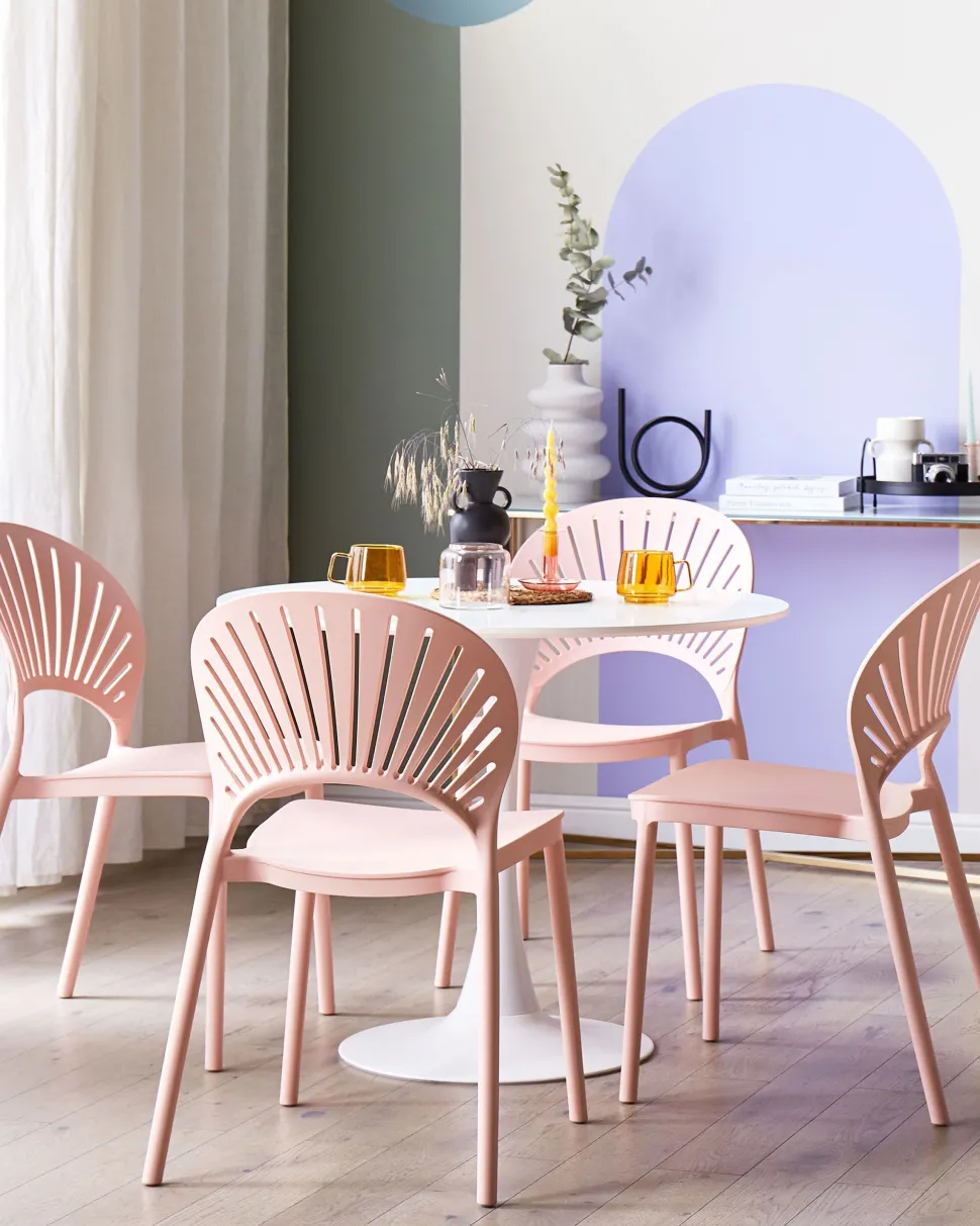 Esszimmerstuhl Kunststoff Rosa 4Er Set Ostia