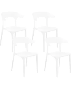 Esszimmerstuhl Kunststoff Weis 4Er Set Gubbio