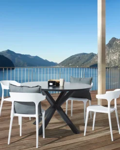 Esszimmerstuhl Kunststoff Weis 4Er Set Gubbio
