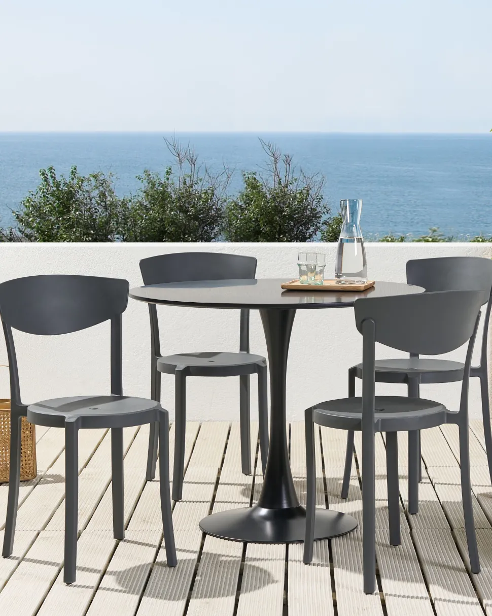 Esszimmerstuhl Kunststoff Dunkelgrau 4Er Set Vieste