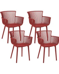 Esszimmerstuhl Kunststoff Rot 4Er Set Pesaro