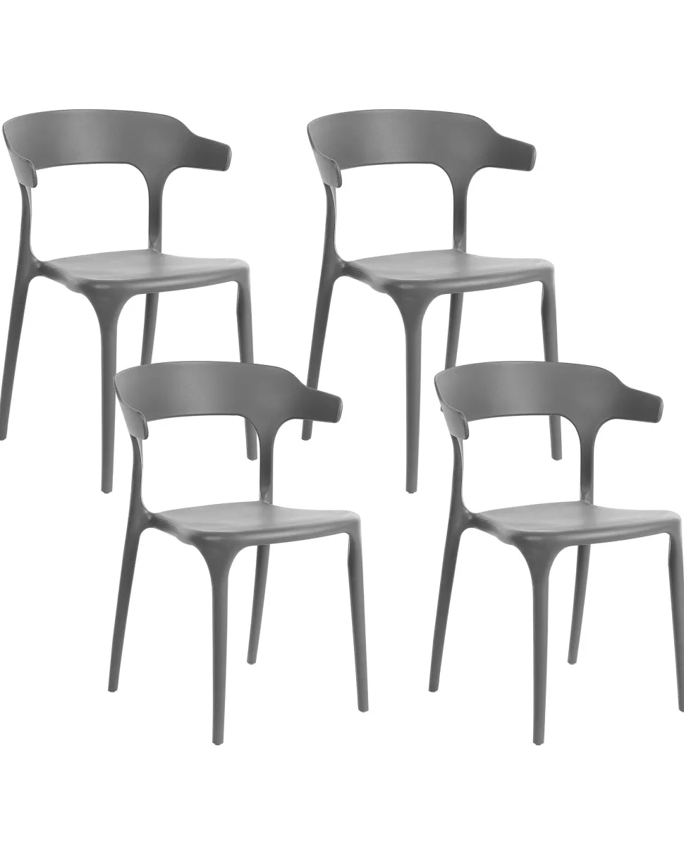 Esszimmerstuhl Kunststoff Dunkelgrau 4Er Set Gubbio