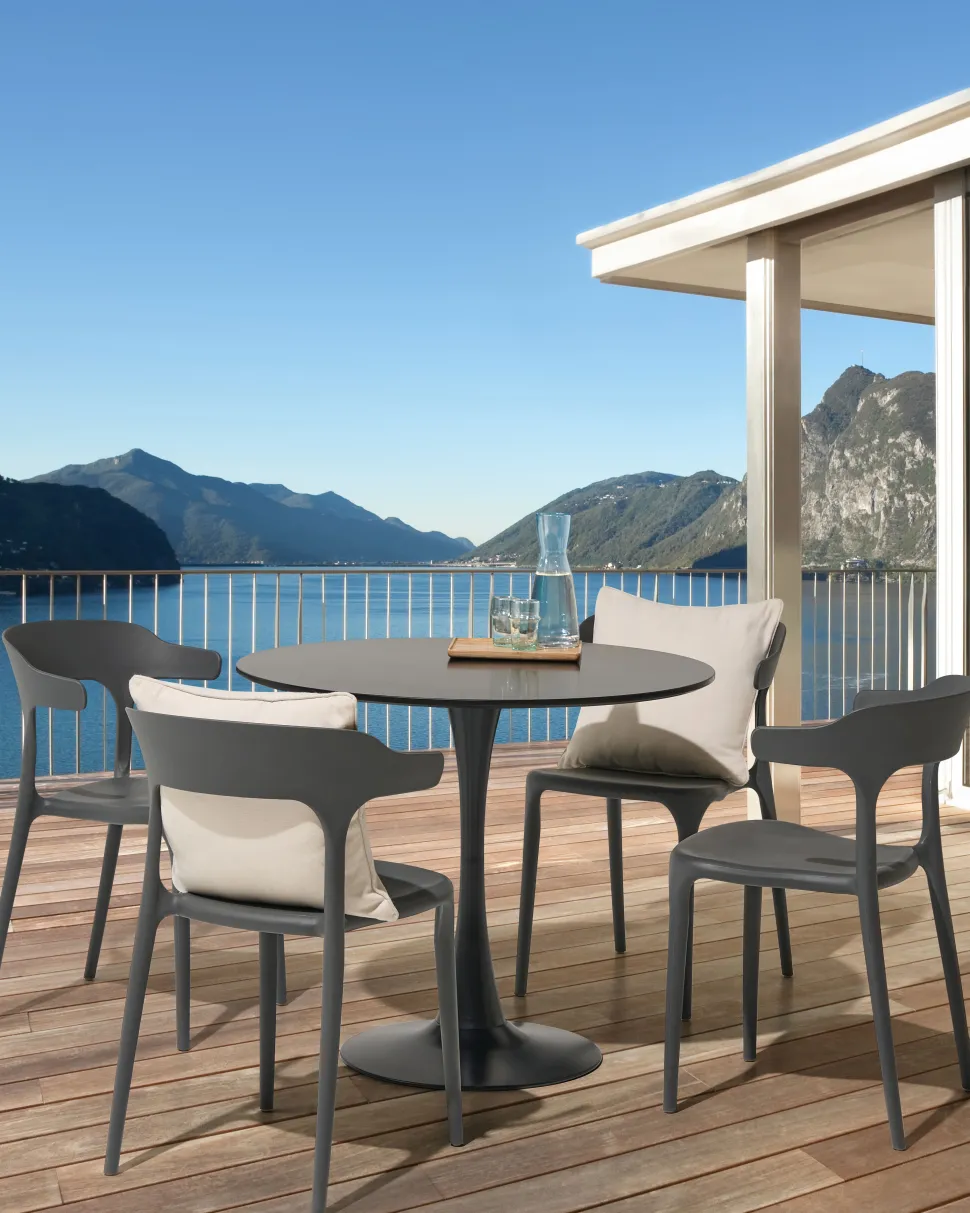 Esszimmerstuhl Kunststoff Dunkelgrau 4Er Set Gubbio